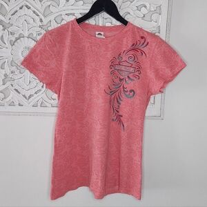 Harley Davidson Motorcycle Salmon Peach TShirt RK Stratman Dealer Apparel